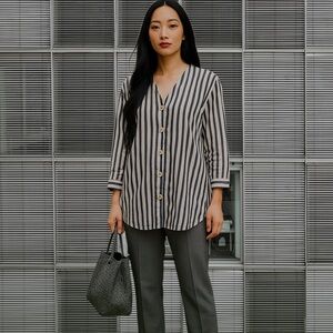 RS kokio gray and white striped blouse! Nwt!